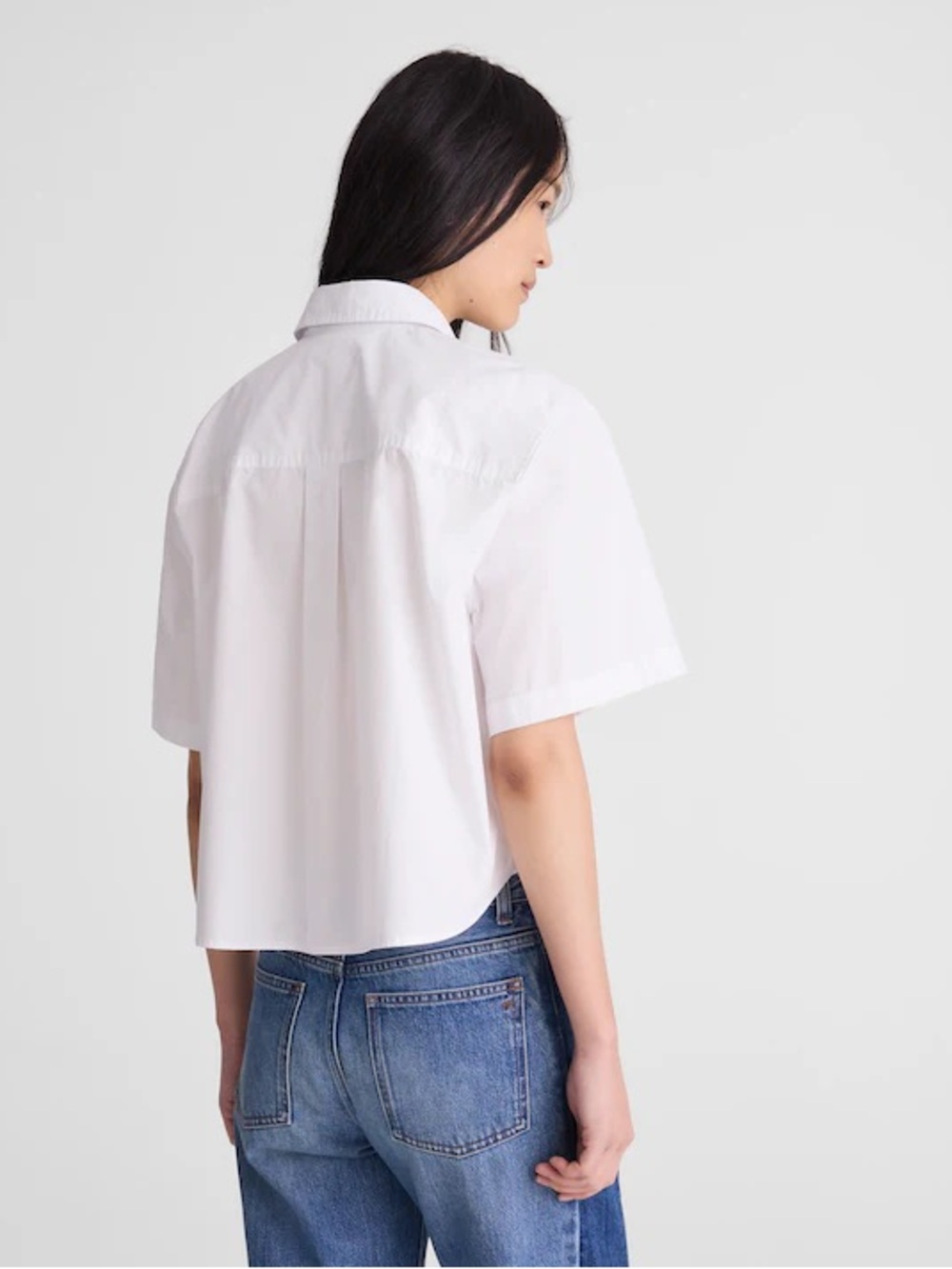 NWT Madewell Straight-Hem Short-Sleeve Shirt in White Poplin, Sizes S & M - Picture 2 of 9
